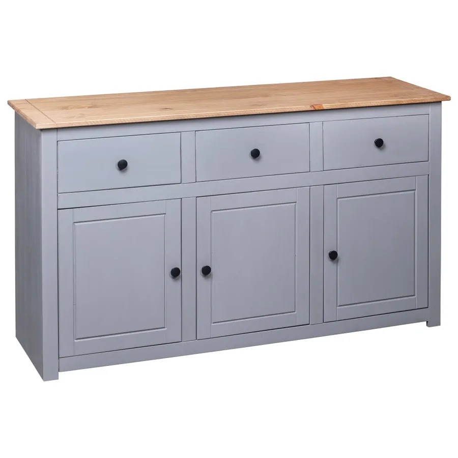 Buffet Gris 135x40x80 cm Pin solide Assortiment Panama - 5