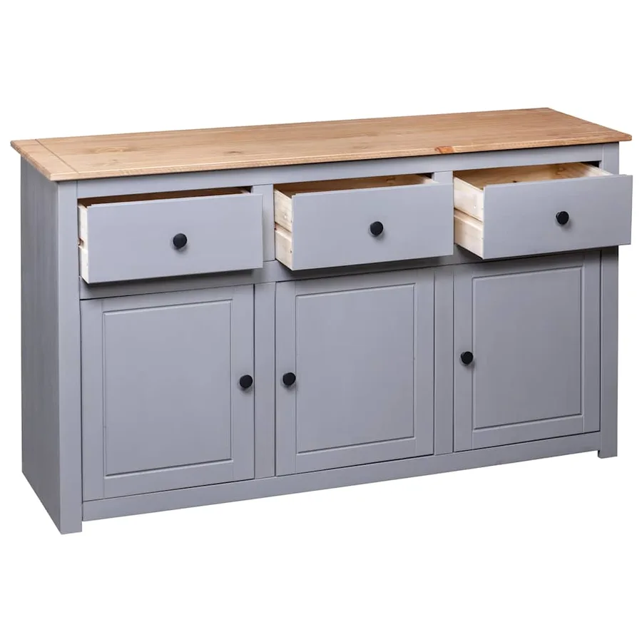 Buffet Gris 135x40x80 cm Pin solide Assortiment Panama - 7