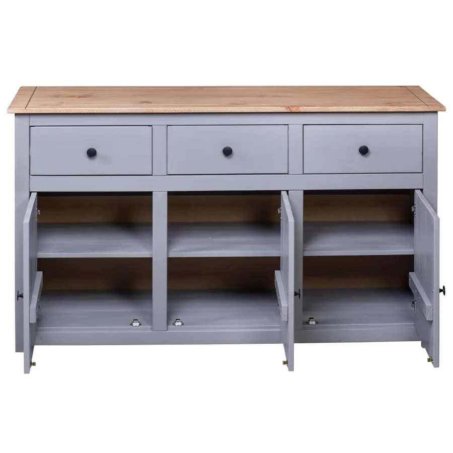 Buffet Gris 135x40x80 cm Pin solide Assortiment Panama - 8