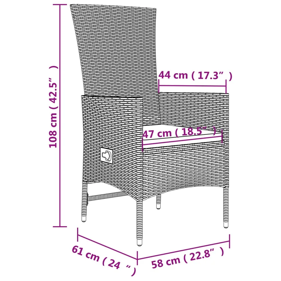 Ensemble à manger de jardin et coussins 9 pcs beige Poly rotin - 11