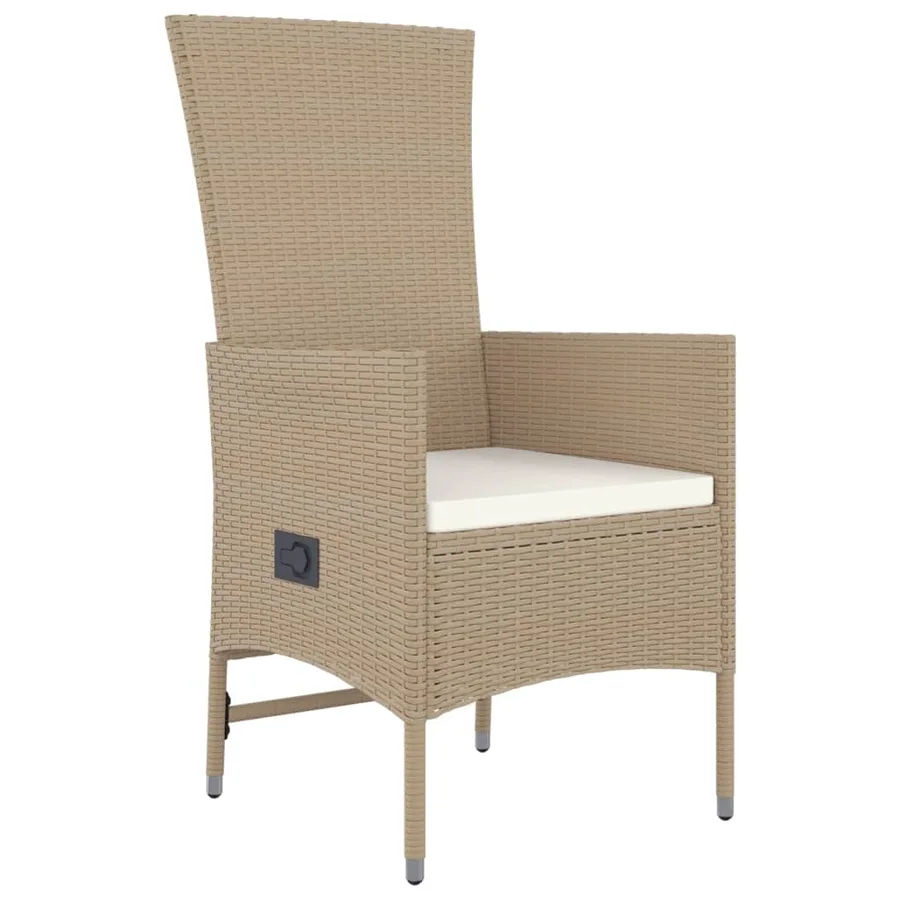 Ensemble à manger de jardin et coussins 9 pcs beige Poly rotin - 5