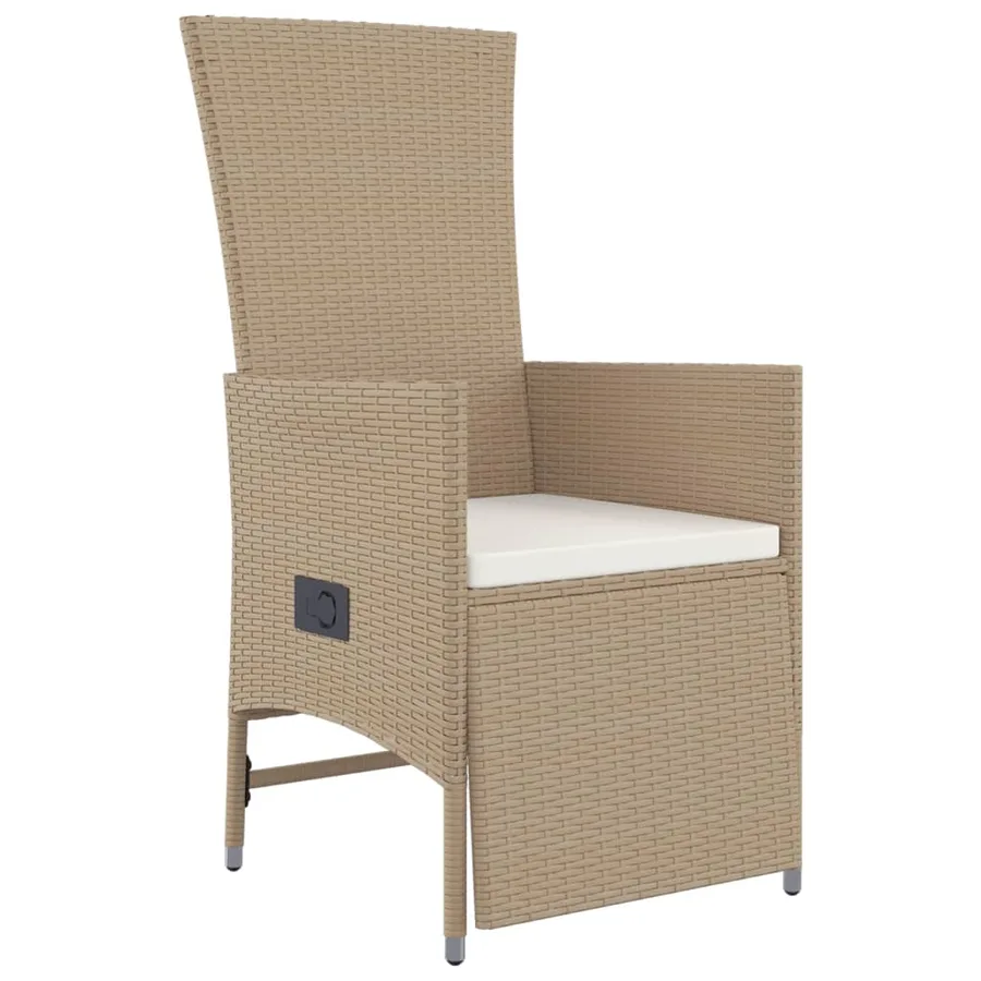 Ensemble à manger de jardin et coussins 9 pcs beige Poly rotin - 6