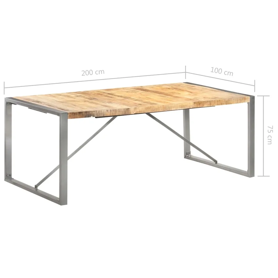 Table à manger 200x100x75 cm Bois de manguier massif brut - 7