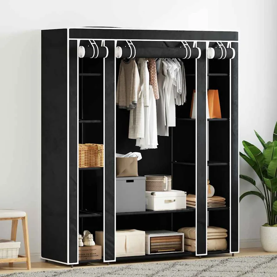 Armoire avec compartiments et tiges 45 x 150 x 176 cm Noir