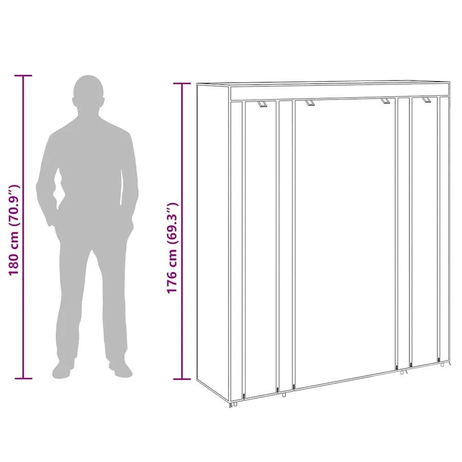 Armoire avec compartiments et tiges 45 x 150 x 176 cm Noir - 10