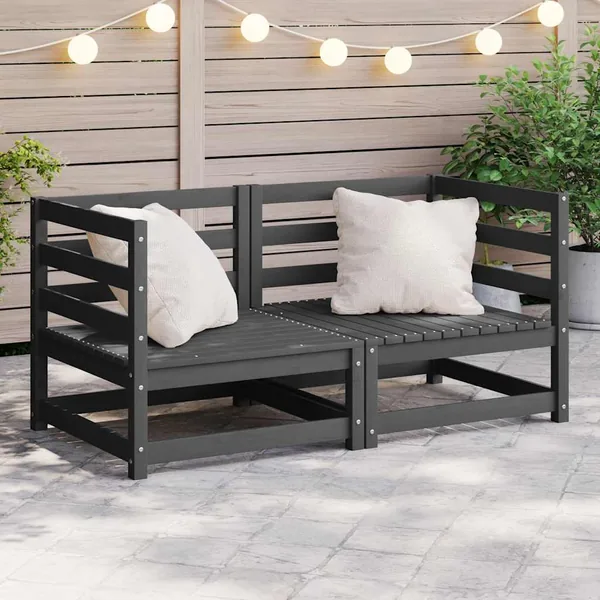 Canapés d'angle de jardin 2 pcs gris bois de pin massif