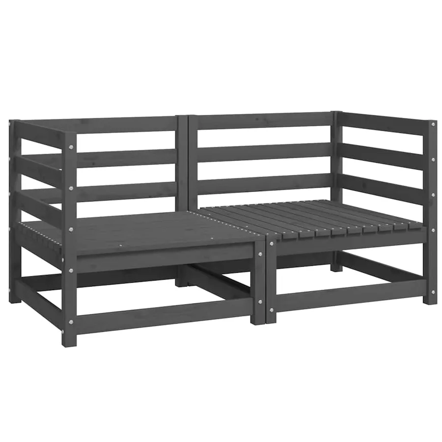 Canapés d'angle de jardin 2 pcs gris bois de pin massif - 2