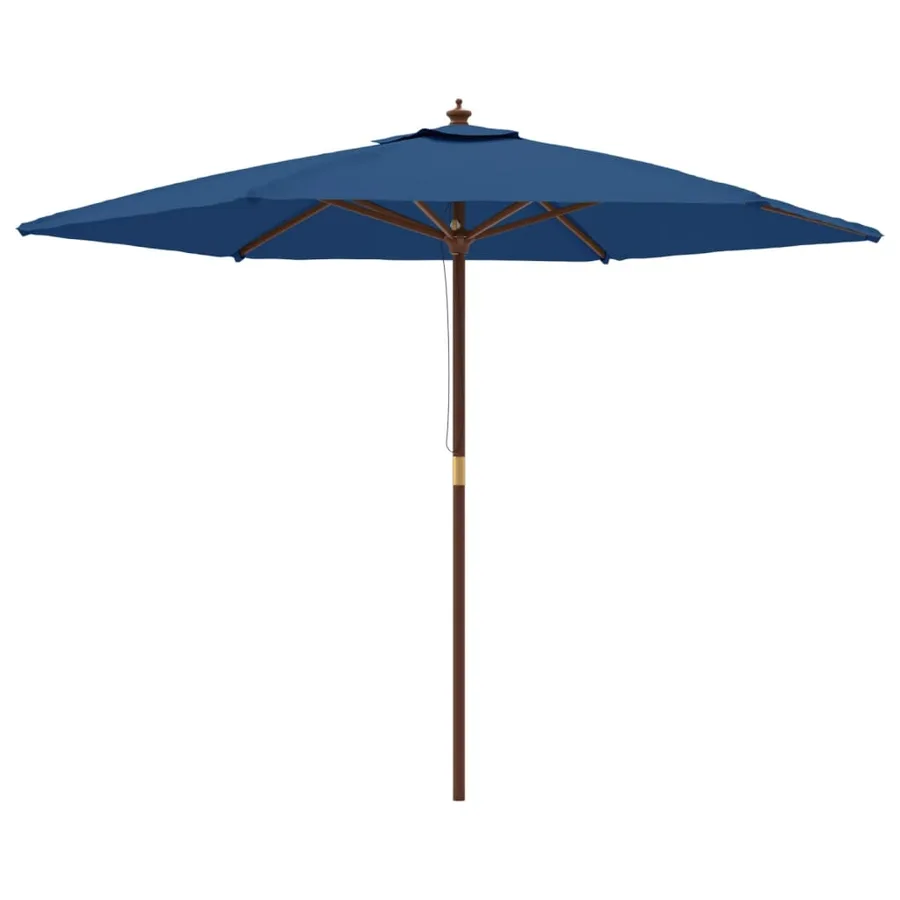 Parasol de jardin avec mât en bois bleu azuré 299x240 cm - 2