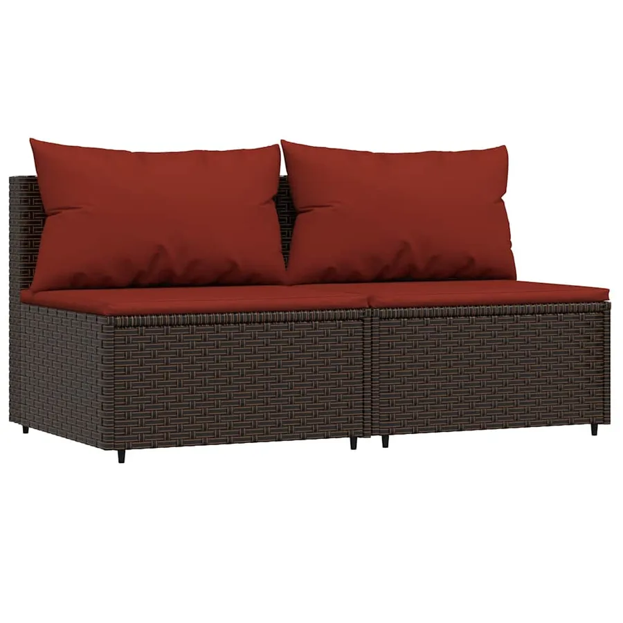 Salon de jardin 3 pcs avec coussins marron résine tressée - 3