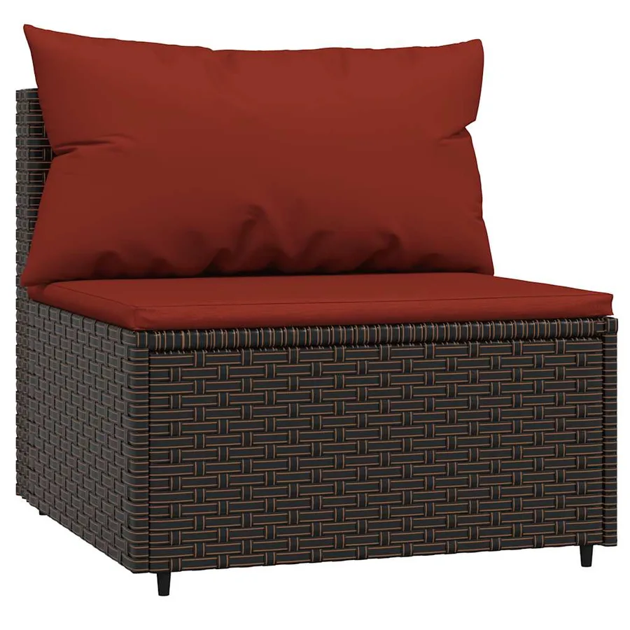 Salon de jardin 3 pcs avec coussins marron résine tressée - 4