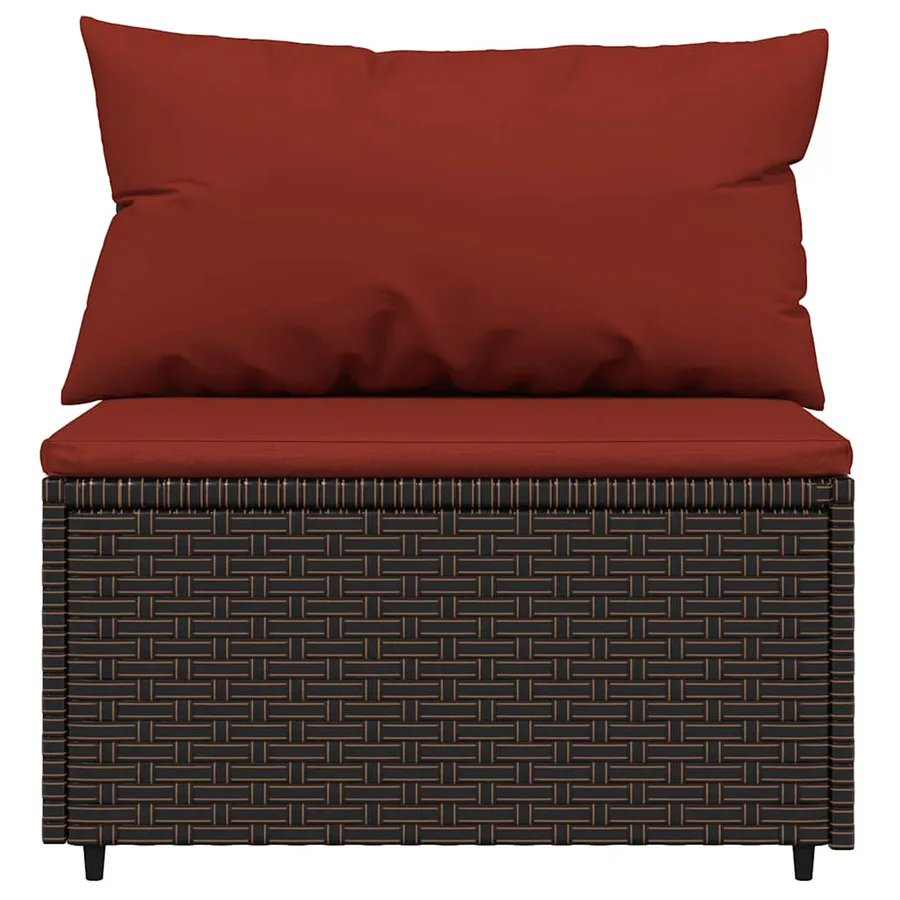 Salon de jardin 3 pcs avec coussins marron résine tressée - 5