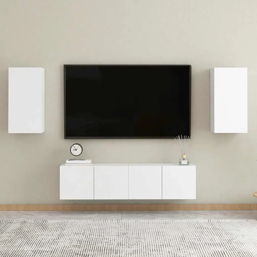 Meuble TV Blanc 30,5x30x60 cm Bois d’ingénierie - 4