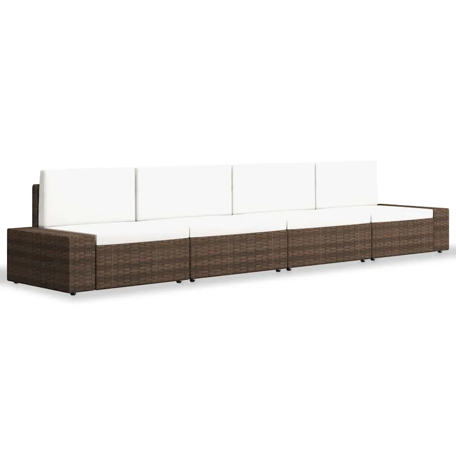 Salon de jardin 4 pcs Résine tressée Marron - 2