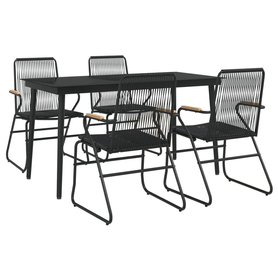 Ensemble à manger de jardin 5 pcs Noir Rotin PVC - 3