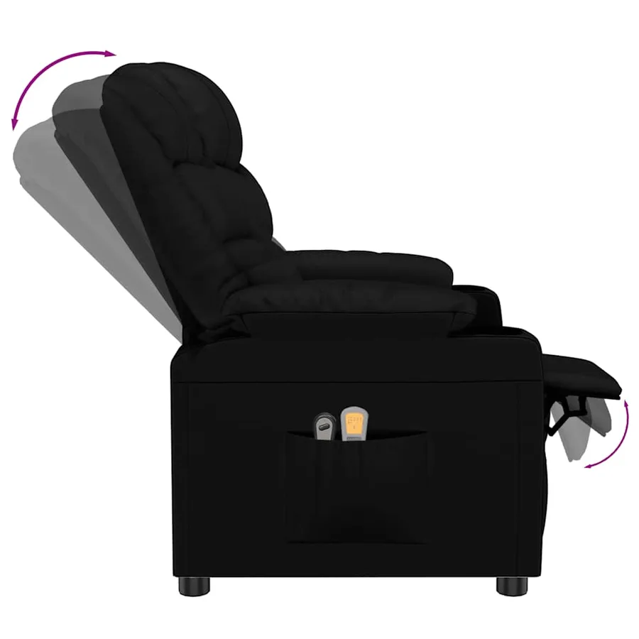 Fauteuil électrique de massage Noir Similicuir - 7