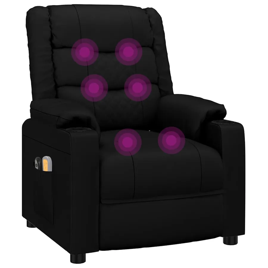 Fauteuil électrique de massage Noir Similicuir - 8