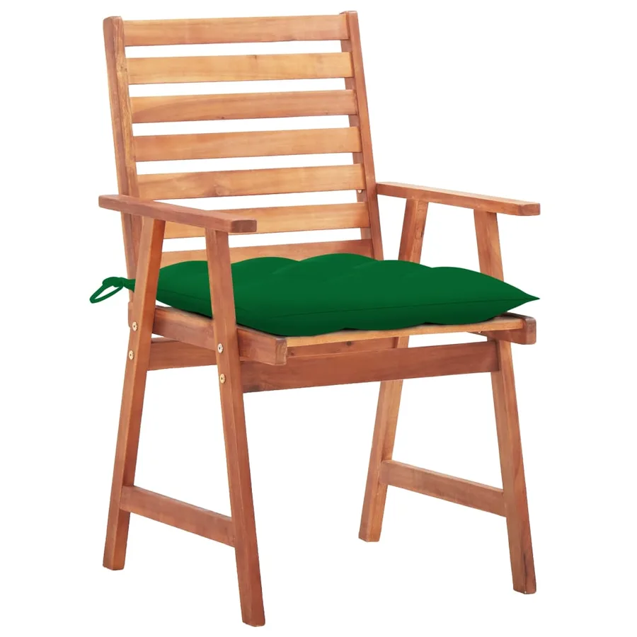 Chaises à manger d'extérieur lot de 3 et coussins Acacia massif - 2