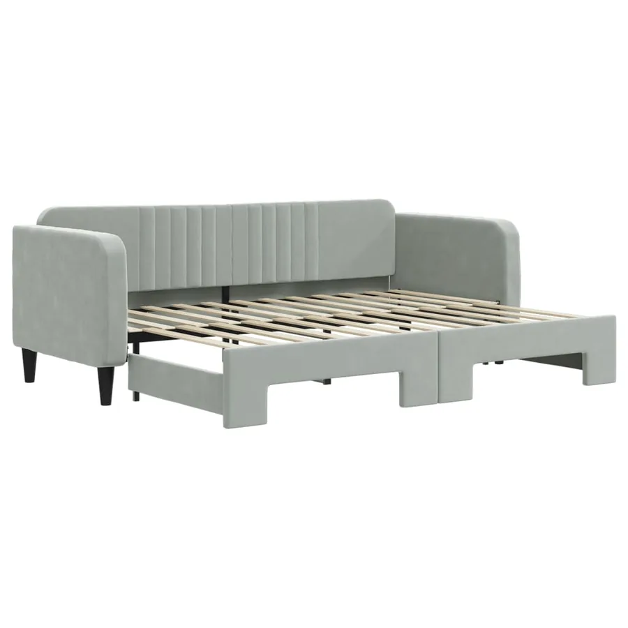 Lit de jour avec gigogne sans matelas gris clair 80x200 cm - 2