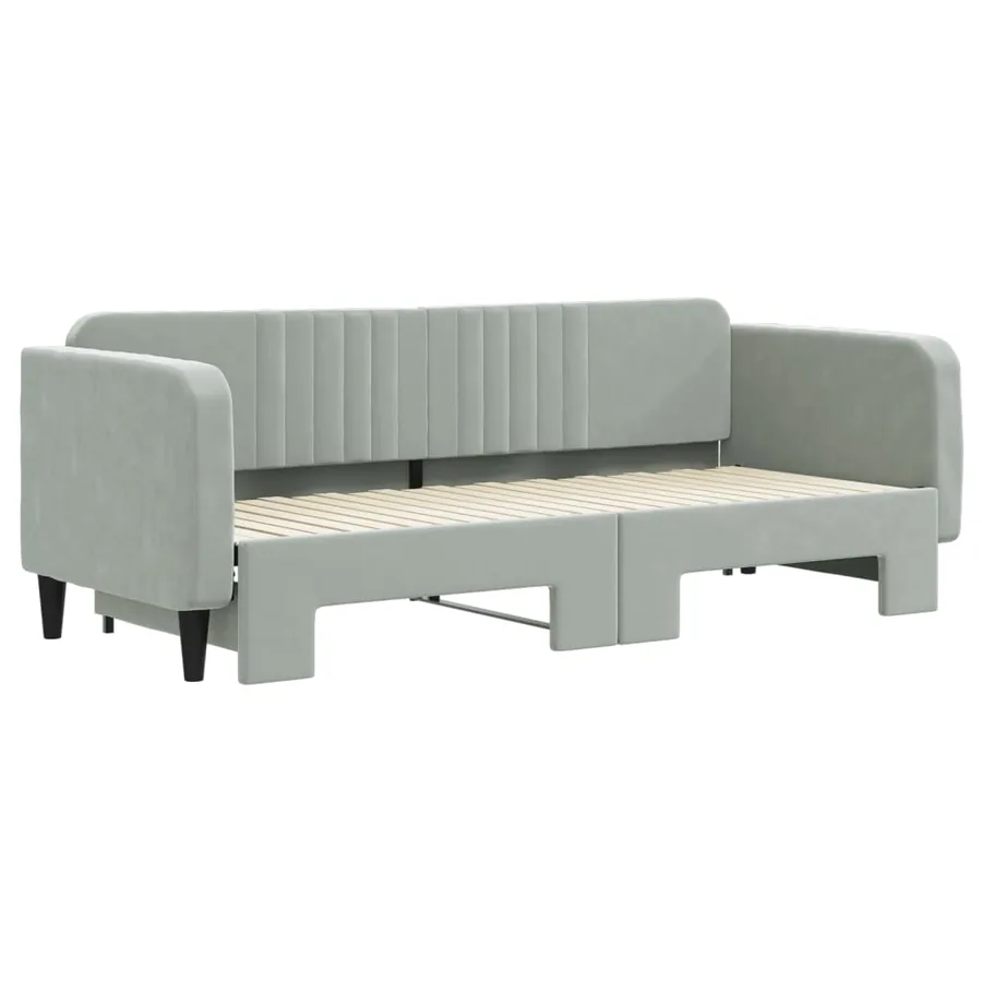 Lit de jour avec gigogne sans matelas gris clair 80x200 cm - 3