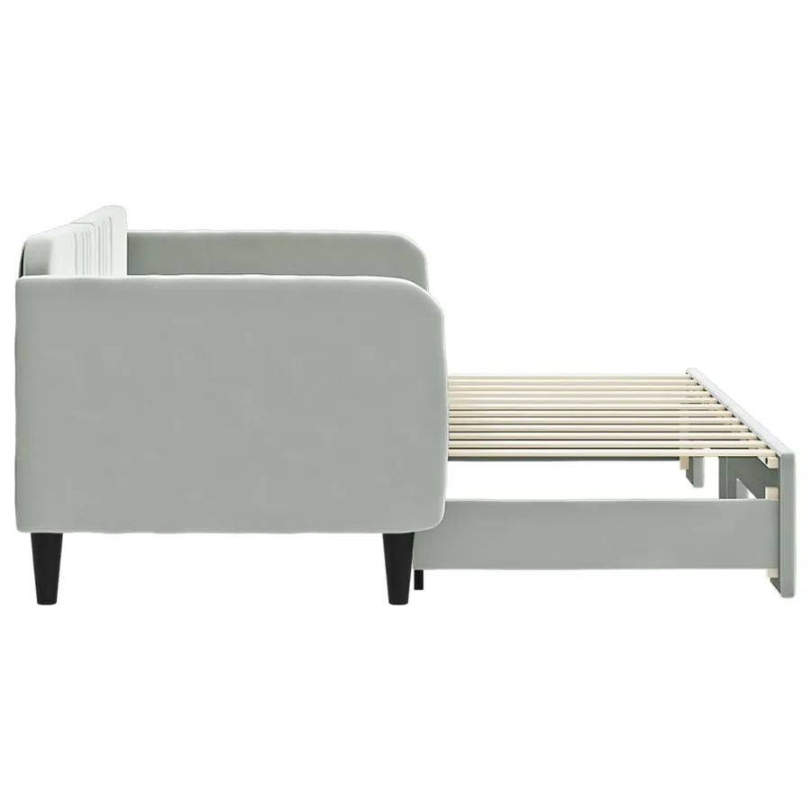 Lit de jour avec gigogne sans matelas gris clair 80x200 cm - 4