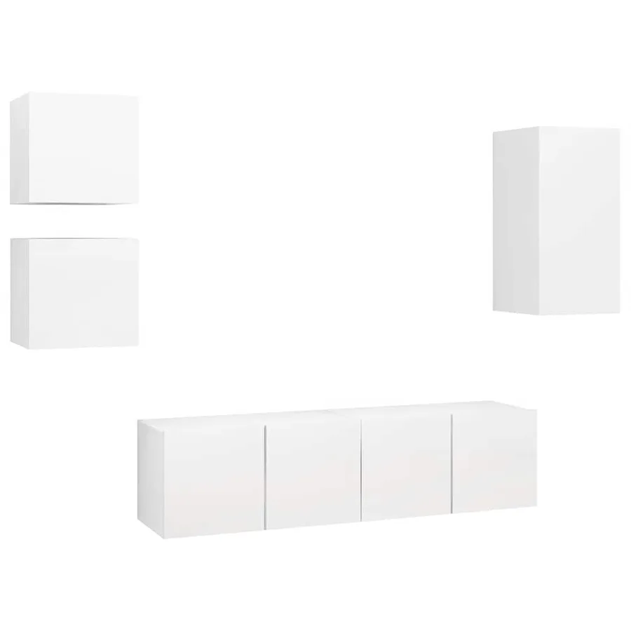 Ensemble de meubles TV 5 pcs Blanc Bois d'ingénierie - 2