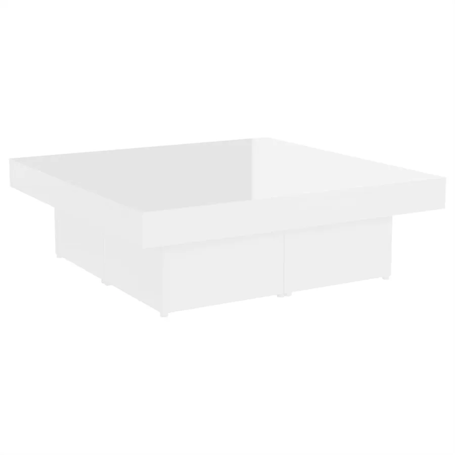 Table basse blanc brillant 90x90x28 cm bois d'ingénierie - 2