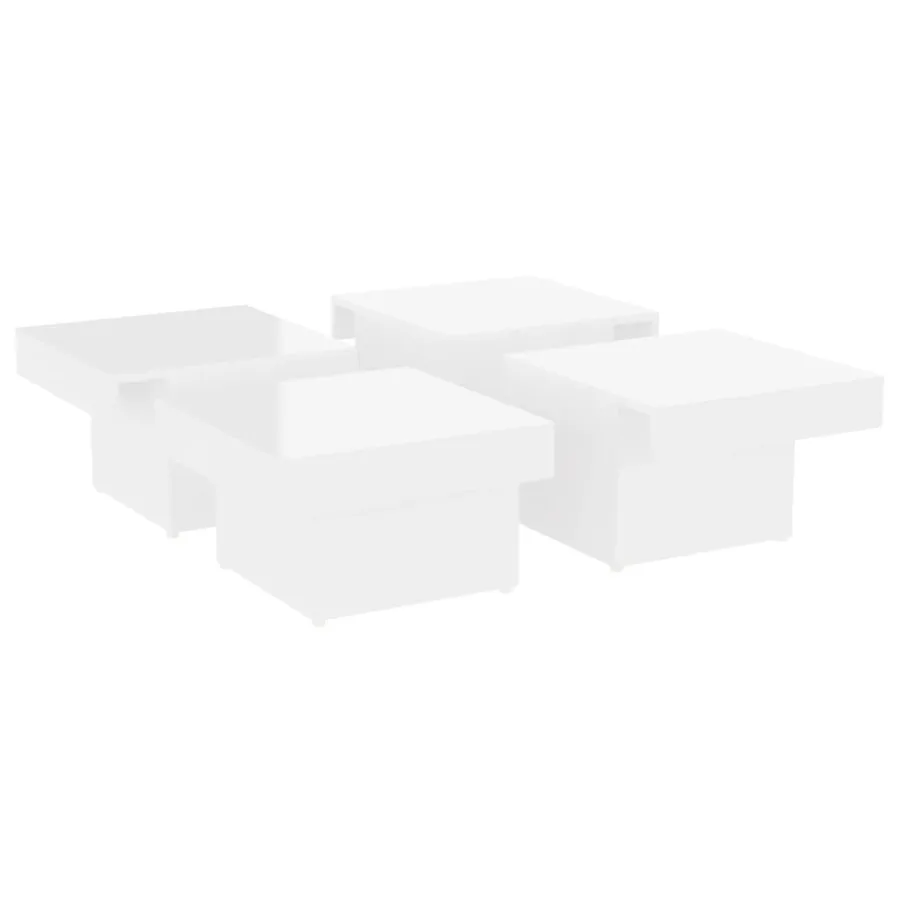 Table basse blanc brillant 90x90x28 cm bois d'ingénierie - 4