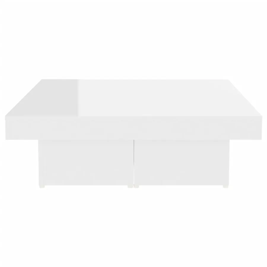 Table basse blanc brillant 90x90x28 cm bois d'ingénierie - 5