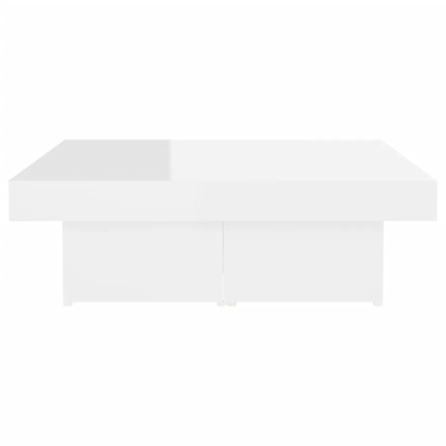 Table basse blanc brillant 90x90x28 cm bois d'ingénierie - 6