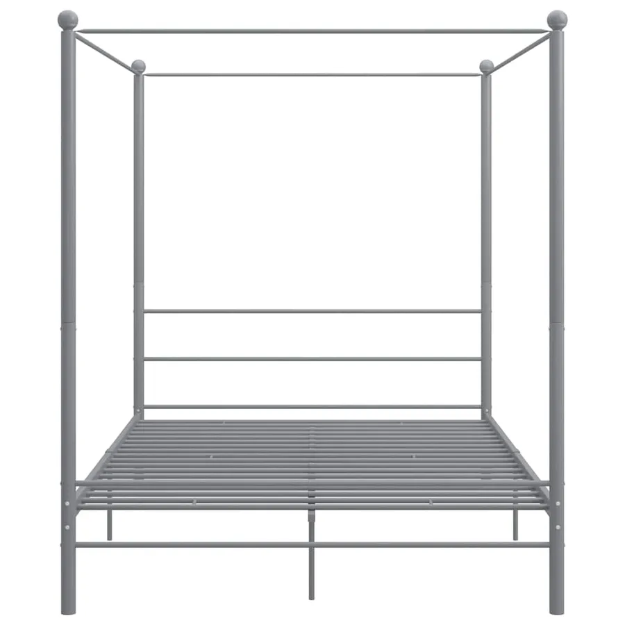 Cadre de lit à baldaquin sans matelas gris métal 160x200 cm - 3