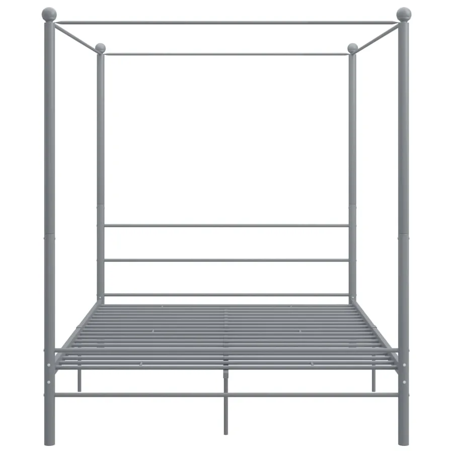 Cadre de lit à baldaquin sans matelas gris métal 160x200 cm - 4
