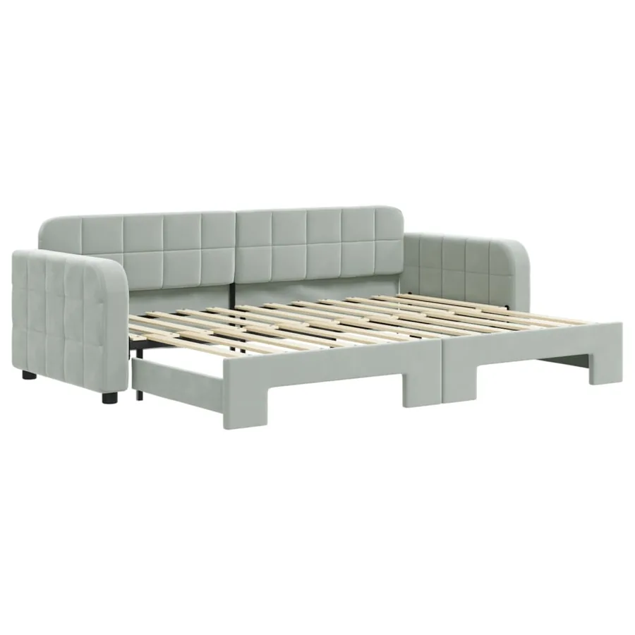 Lit de jour avec gigogne sans matelas gris clair 80x200 cm - 2