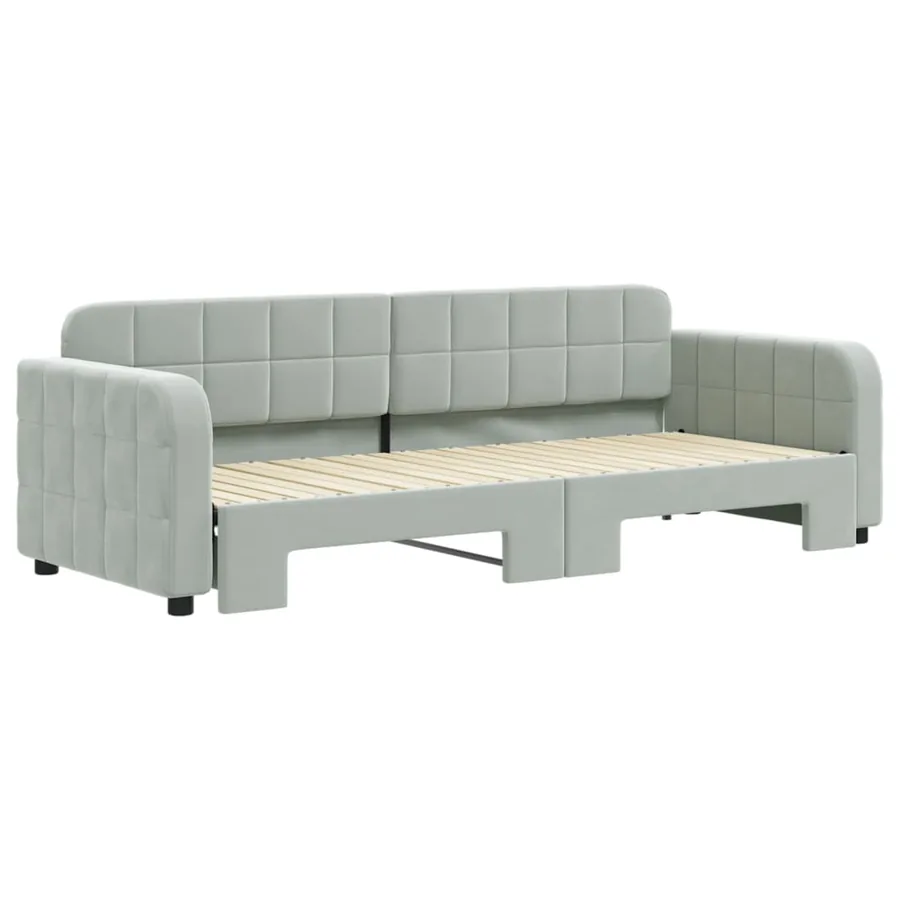 Lit de jour avec gigogne sans matelas gris clair 80x200 cm - 3