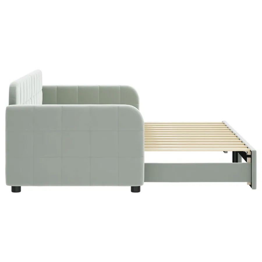 Lit de jour avec gigogne sans matelas gris clair 80x200 cm - 4