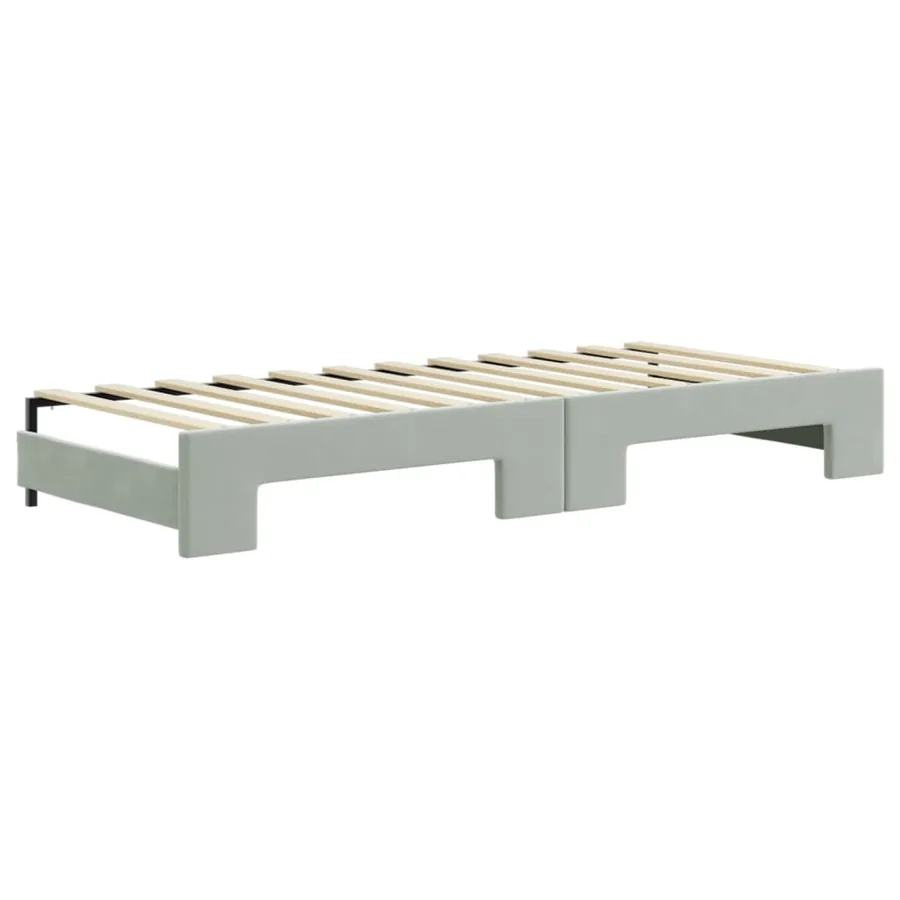 Lit de jour avec gigogne sans matelas gris clair 80x200 cm - 8