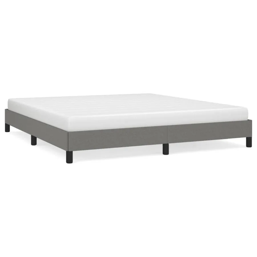 Cadre de lit sans matelas gris foncé 160x200 cm tissu - 2