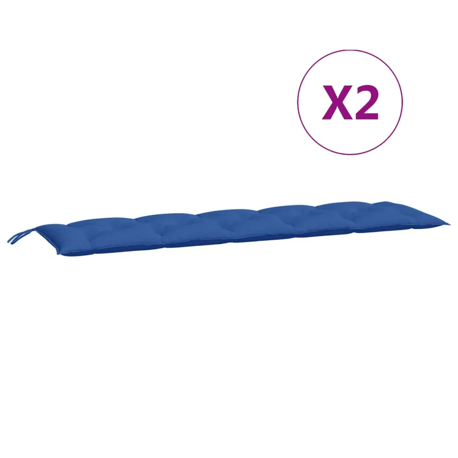 Coussins de banc jardin lot de 2 bleu 180x50x7 cm tissu Oxford - 5
