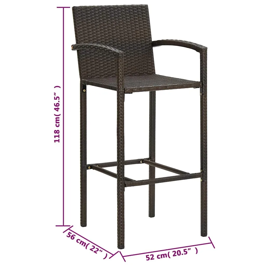 Ensemble de bar de jardin 5 pcs Résine tressée Marron - 14