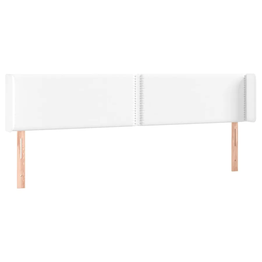 Tête de lit avec oreilles Blanc 203x16x78/88 cm Similicuir - 2