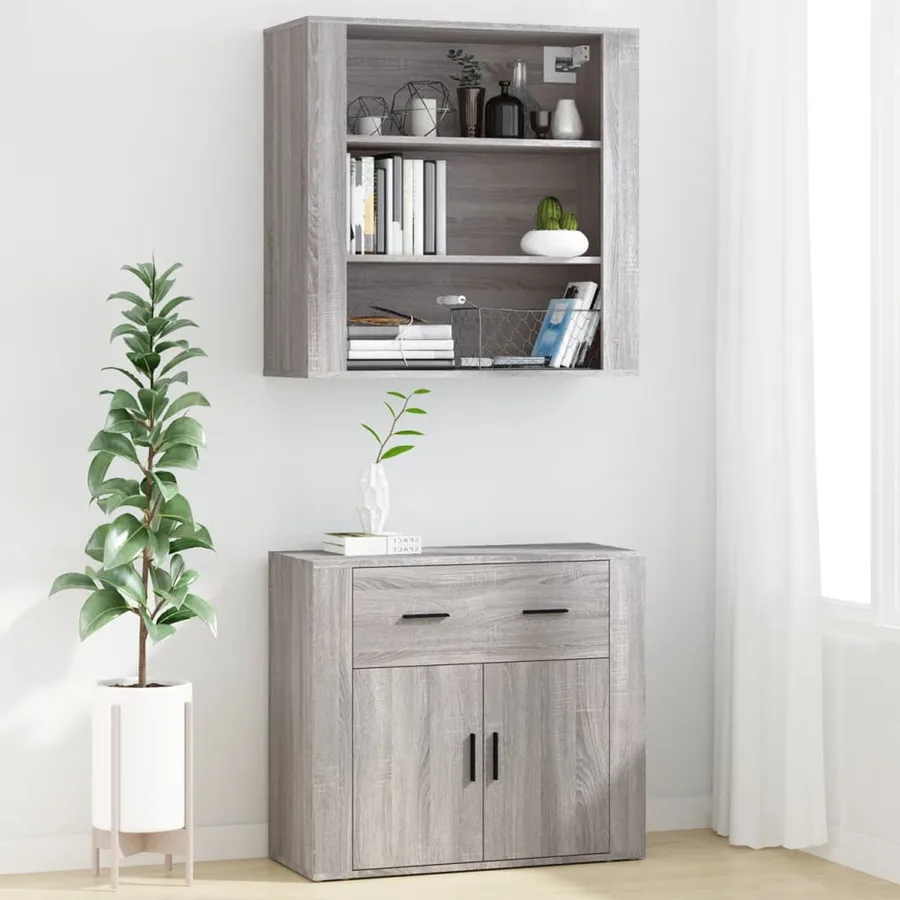 Armoire murale Sonoma gris 80x33x80 cm Bois d'ingénierie - 7