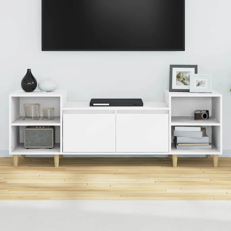 Meuble TV Blanc 160x35x55 cm Bois d'ingénierie - 3