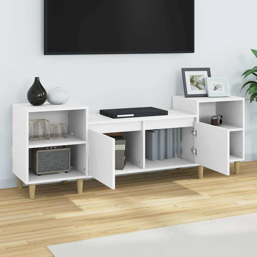 Meuble TV Blanc 160x35x55 cm Bois d'ingénierie - 4