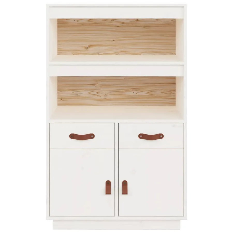 Buffet haut Blanc 67x40x108,5 cm Bois massif de pin - 6