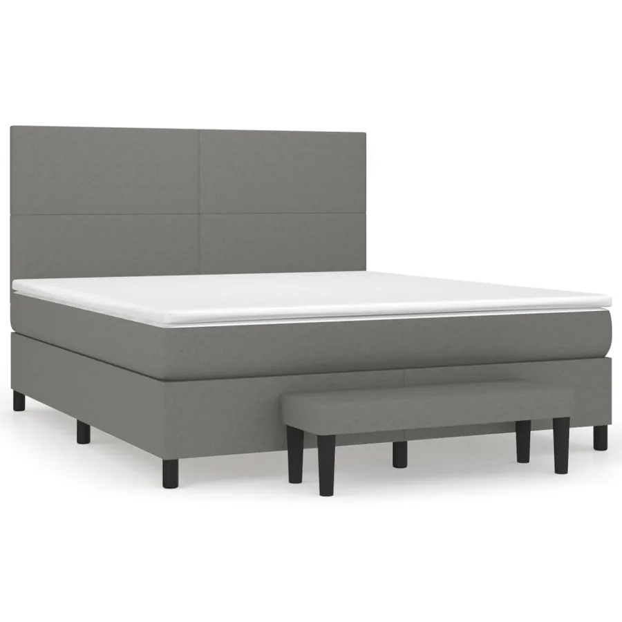 Sommier à lattes de lit avec matelas Gris foncé 180x200cm Tissu - 2