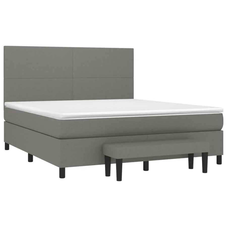 Sommier à lattes de lit avec matelas Gris foncé 180x200cm Tissu - 3