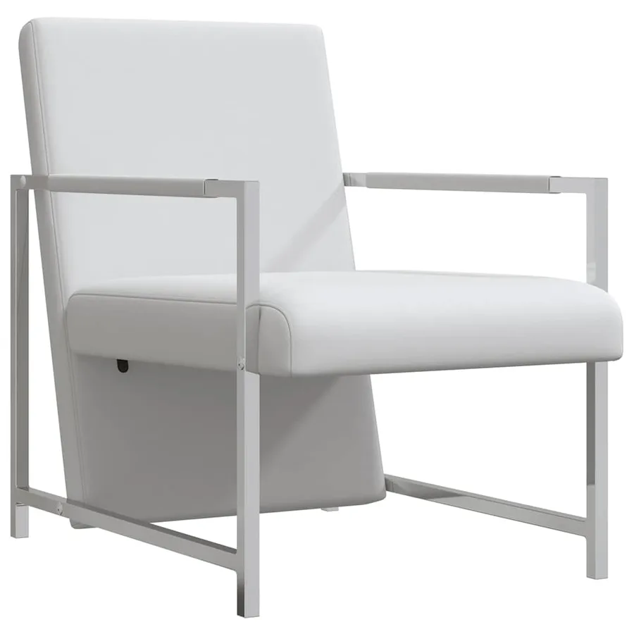 Fauteuil avec pieds chromés Blanc Similicuir - 2