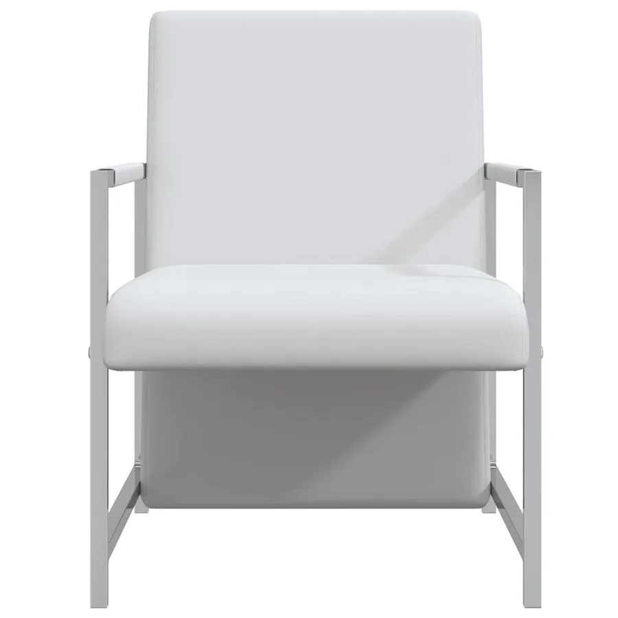 Fauteuil avec pieds chromés Blanc Similicuir - 3