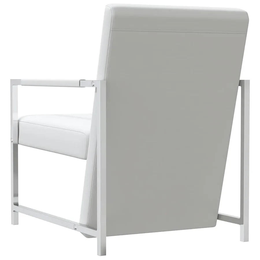 Fauteuil avec pieds chromés Blanc Similicuir - 5