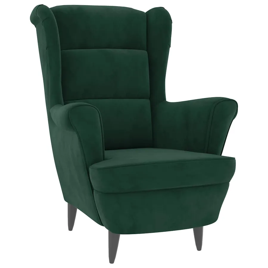 Fauteuil vert foncé velours - 2