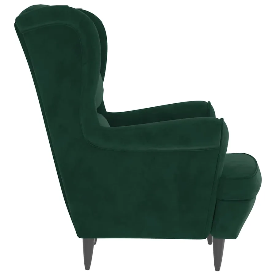Fauteuil vert foncé velours - 4
